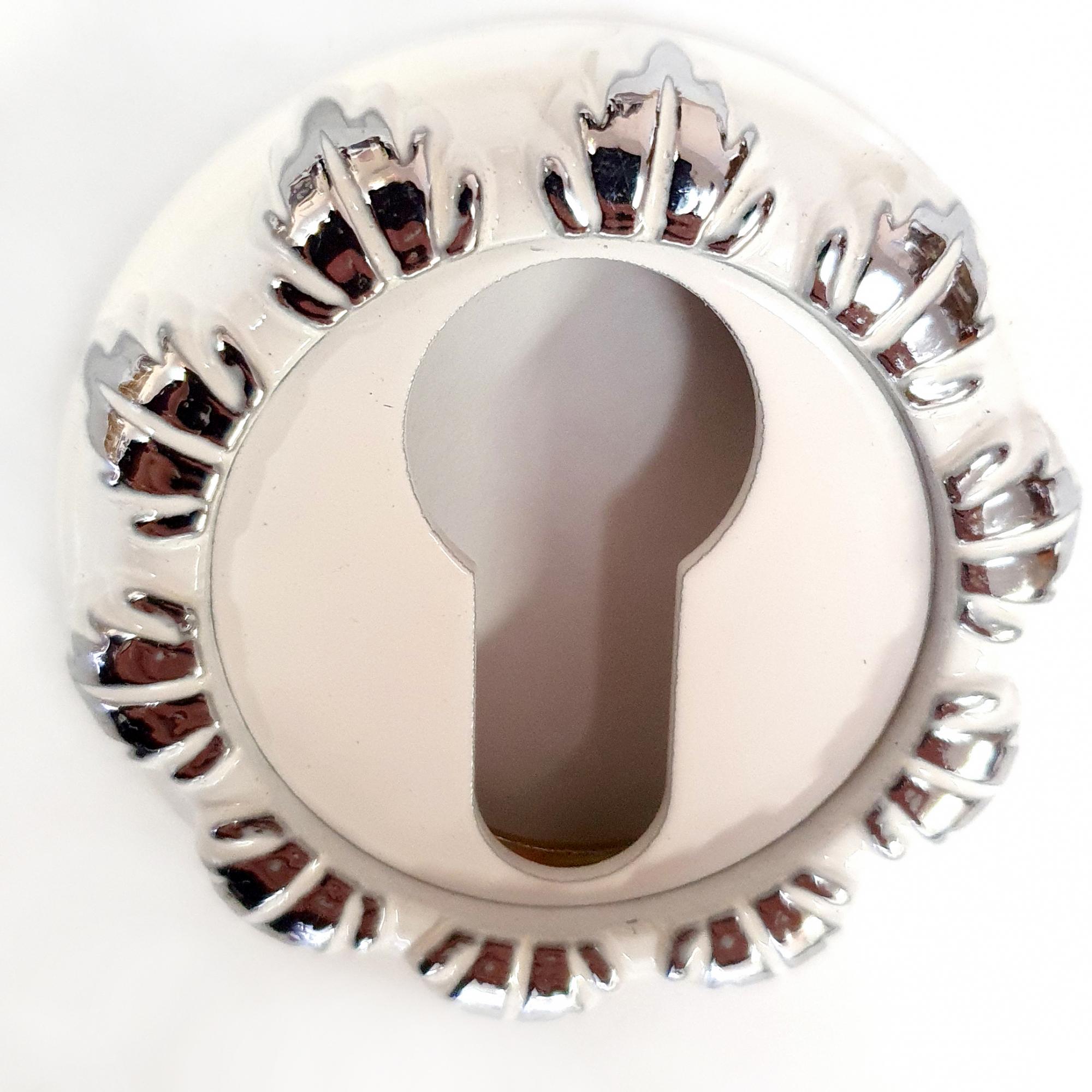 Накладка на цилиндр RENZ INET 10 SW/CP супер белый/хром блестящий