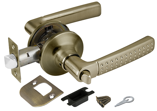 Ручка защелка (кноб) дверная нажимная с защелкой Punto 6026 AB-B (фик.) бронза