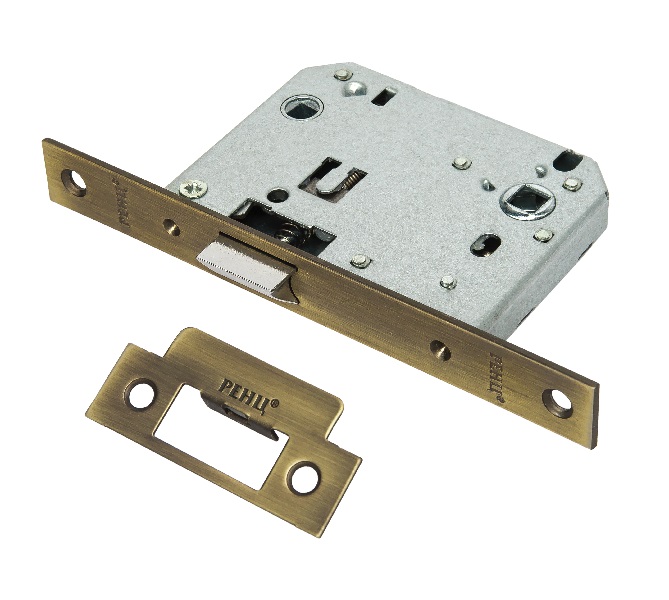 Замок дверной межкомнатный сантехнический RENZ INLB 2070 AB бронза ант.