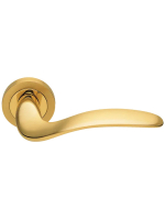 Ручка дверная Morelli Luxury COBRA R2 OSA раздельная на круглой розетке, цвет матовое золото, латунь