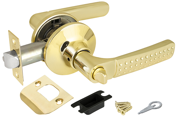 Ручка защелка (кноб) дверная нажимная с защелкой Punto 6026 PB-B (фик.) золото