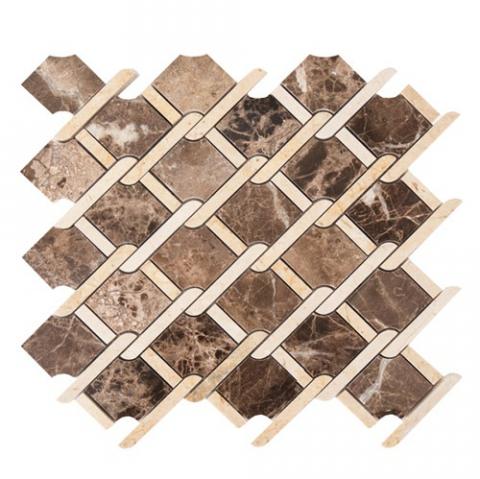 Мозаика Colori Viva Natural Stone CV20141 Mos.Victorian Polished Dark Emperador+ Crema Marfi 28,4х32