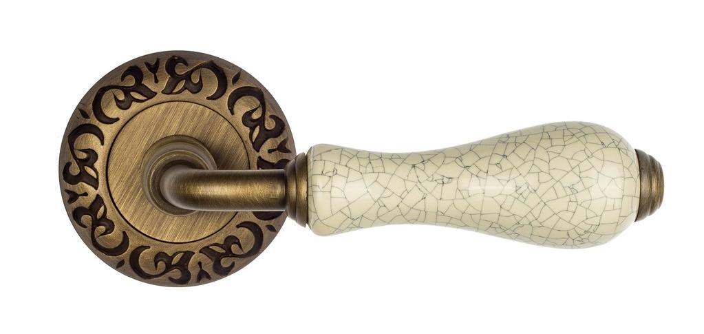 Ручка дверная межкомнатная Venezia Colosseo D4 Белая керамика+матовая бронза