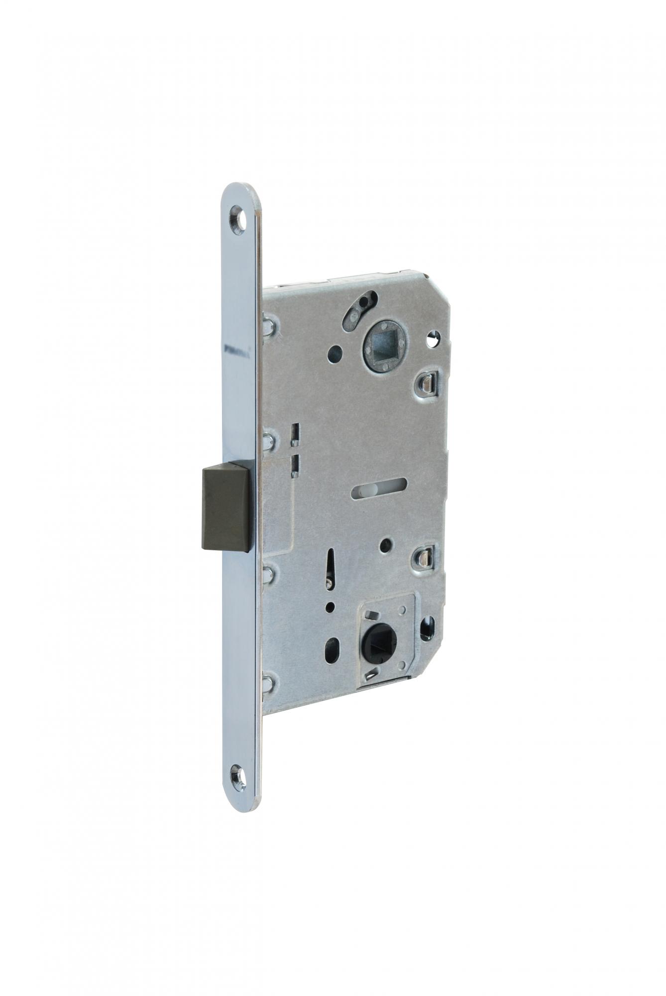 Замок дверной под фиксатор с пласт.яз. RENZ INLB 96 PL C NEW хром бл