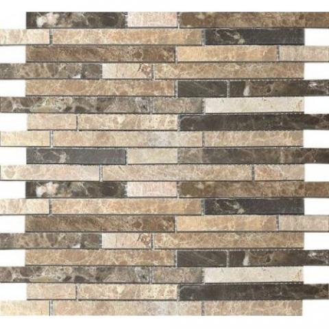 Мозаика Colori Viva Natural Stone CV20081 Strips Mix.Polished Light Emperador+Dark Emperador 30,5х30