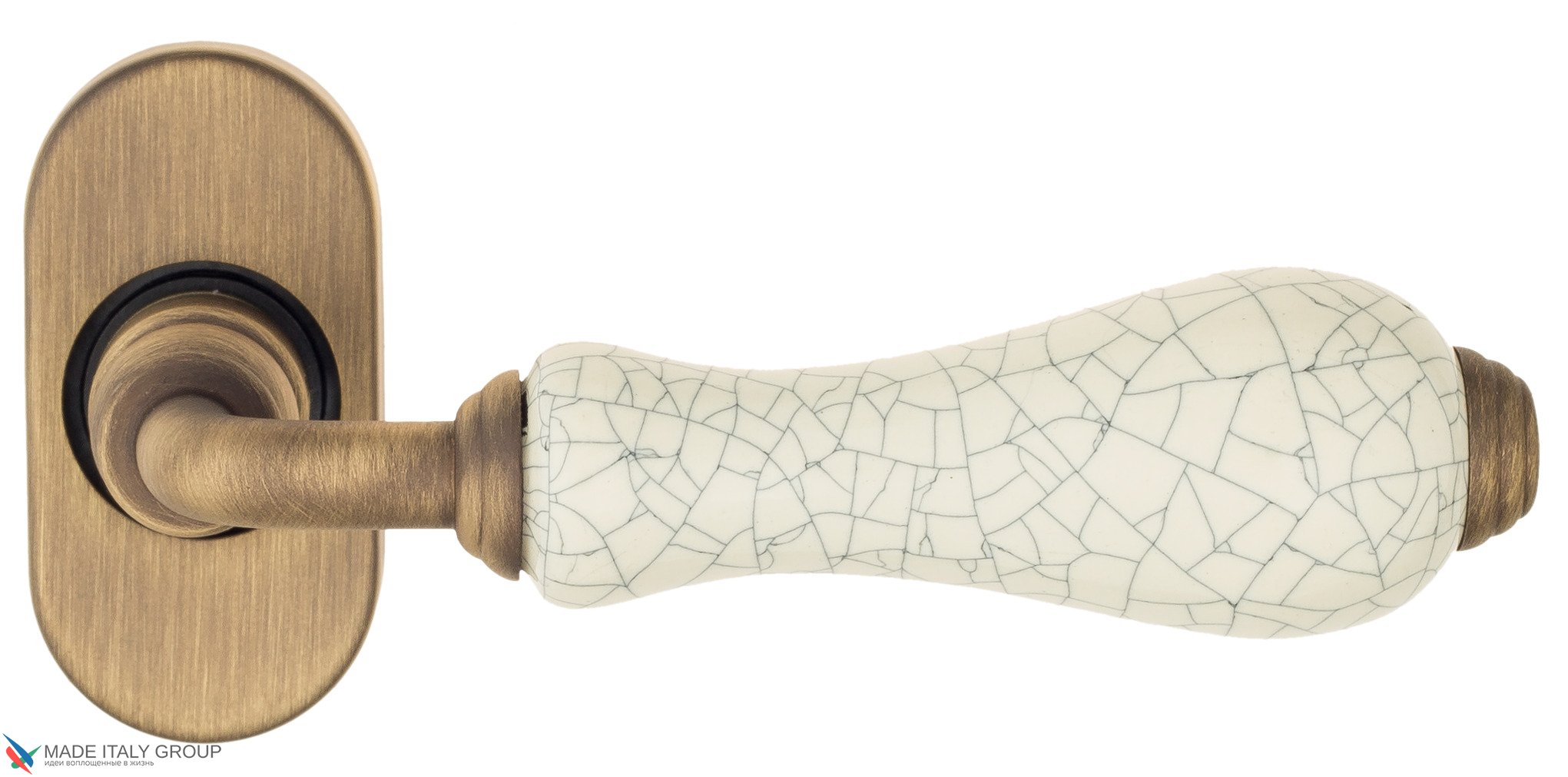 Дверная ручка для профильных дверей Venezia "COLOSSEO" белая керамика паутинка EP матовая бронза
