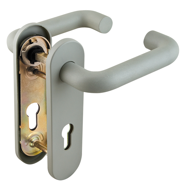 Ручка дверная на планке Fuaro DH-0433/GR NE СЕРАЯ с пруж. для замка FL-0432, 0433, 0434, НЕЙЛОН