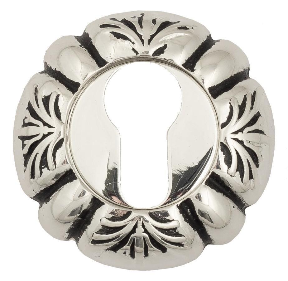 Накладка дверная с круглым основанием под цилиндр Venezia Cyl-1 D5 натуральное серебро