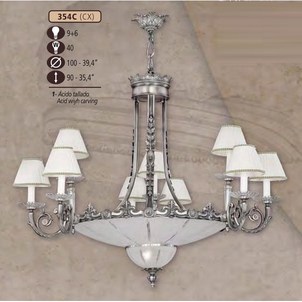 Люстра подвесная Riperlamp 354C/9+6 CX ACID W/CARVING, CREAM SHADE