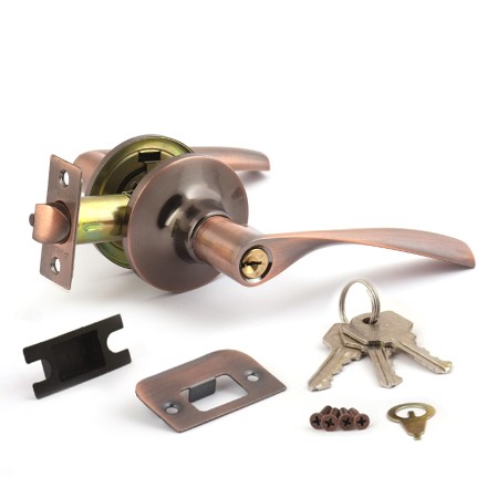 Ручка защелка (кноб) дверная нажимная Avers 8023-01-AC ключ/фиксатор медь