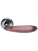 Ручка дверная Morelli Luxury MURANO R4 CRO/ROSA раздельная на круглом основании, цвет хром/кварц, латунь