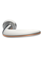 Ручка дверная Morelli Luxury SUNRISE R4 CSA/RAME раздельная на круглой розетке, цвет матовый хром/медь, латунь
