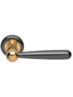 Ручка дверная Morelli Luxury PINOKKIO R4 NNO раздельная на круглой розетке, цвет черный хром/золото, латунь