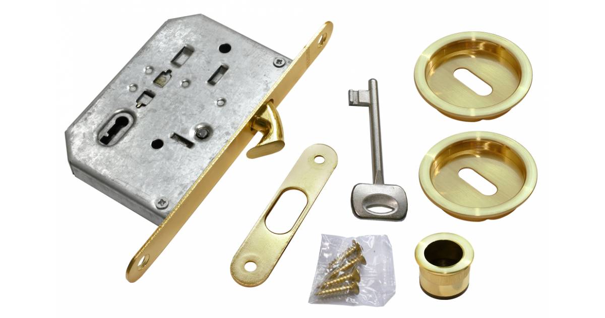 Ручки купе для раздвижных дверей замок под ключ буратино Morelli MHS-1 L SG мат золото