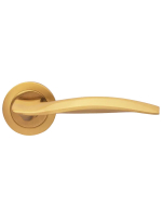 Ручка дверная Morelli Luxury WAVE R1 OSA раздельная на круглой розетке, цвет матовое золото, латунь
