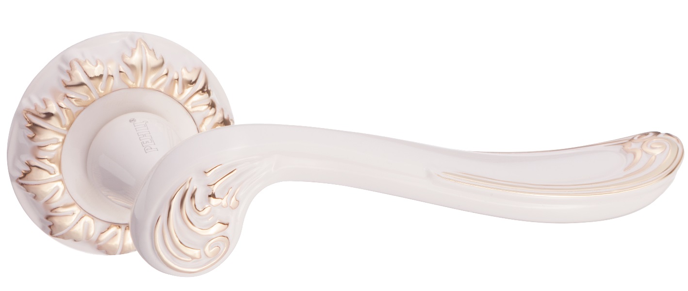 Ручка дверная Black&White RENZ INDH 61-10 W/GP "Глория", белый / золото блест