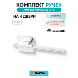 Комплект на 4 двери - Ручка дверная межкомнатная Armadillo K.USS52.MIRAGE CP-8 хром