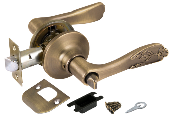 Ручка защелка (кноб) дверная нажимная с защелкой Punto 6033 MAB-B (фик.) мат. бронза