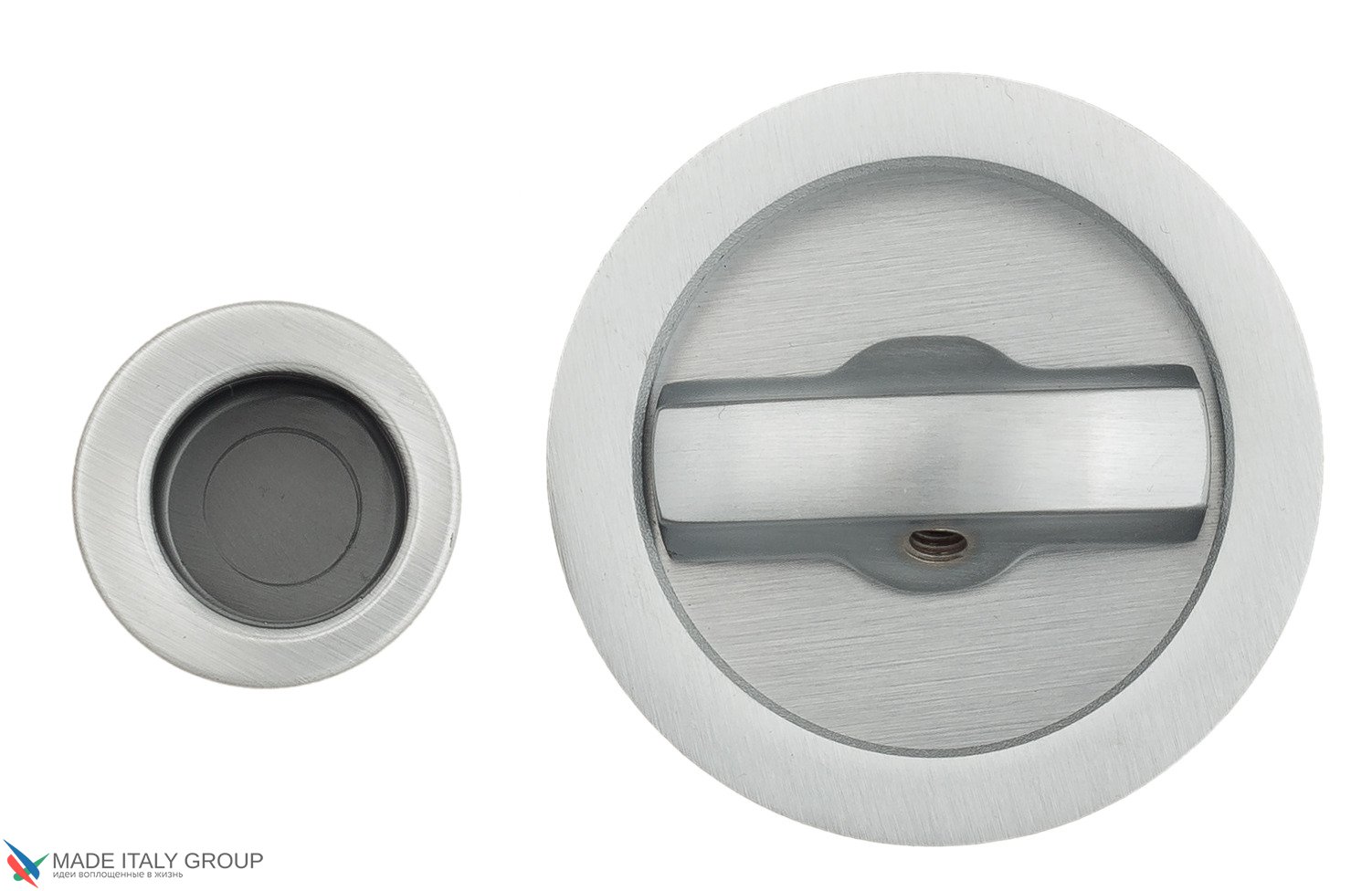 Ручка для раздвижной двери на круглом основании Venezia "ECLISSE" с замком, матовый хром