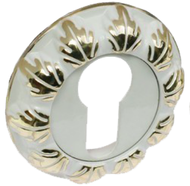 Накладка на цилиндр RENZ INET 10 W/GP белый/золото блестящее