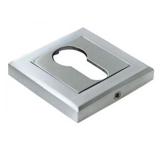 Накладка дверная с квадратным основанием под цилиндр Morelli MH-KH-S SC/CP матовый хром/полир.хром