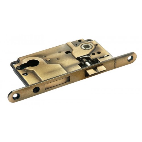 Замок дверной межкомнатный под цилиндр с ригелем Morelli L1885 AB бронза