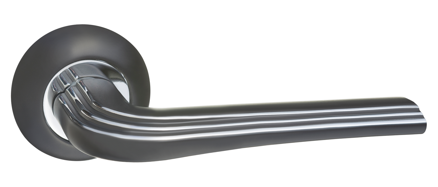 Ручки дверные RENZ INDH 429-08 B/CP Терамо черный/хром блестящий