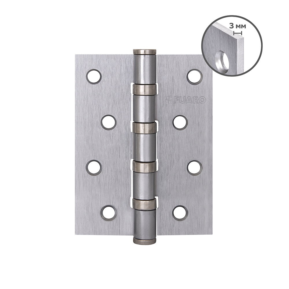 Комплект 2 шт. - Петля Fuaro (Фуаро) универсальная HEAVY IN4400U SSC (сатинированный хром) 100х75х3 мм