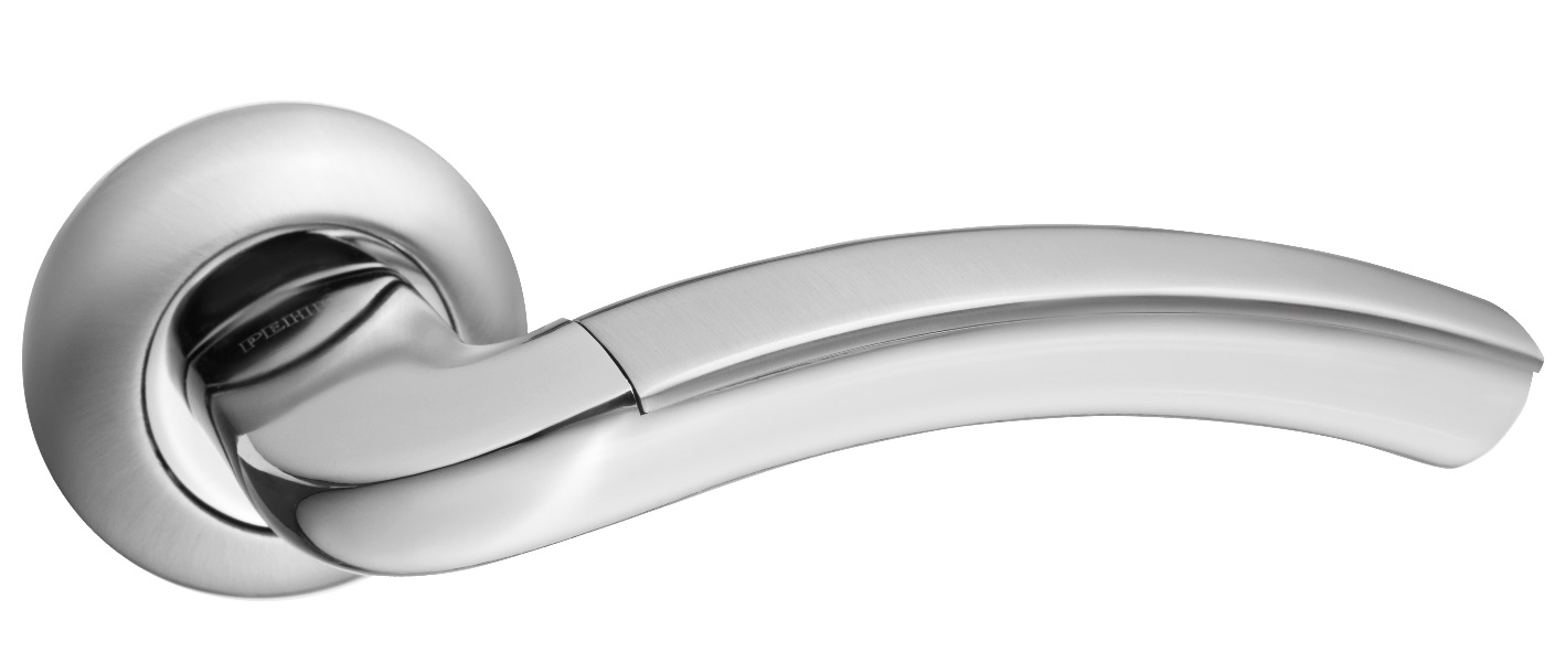 Ручка дверная RENZ INDH 37-08 SN/NP "Сицилия", ник.мат./ник.бл.