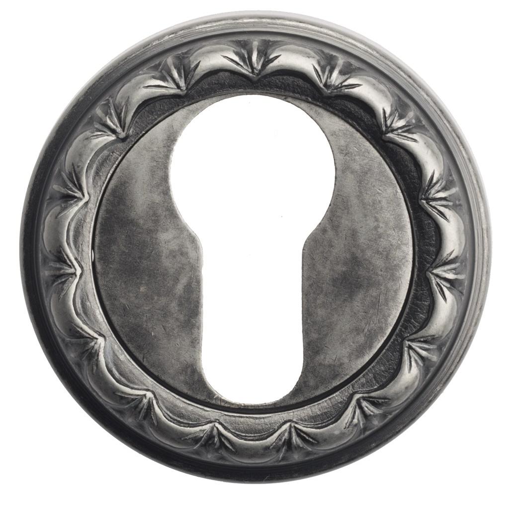 Накладка дверная с круглым основанием под цилиндр Venezia Cyl-1 D2 античное серебро