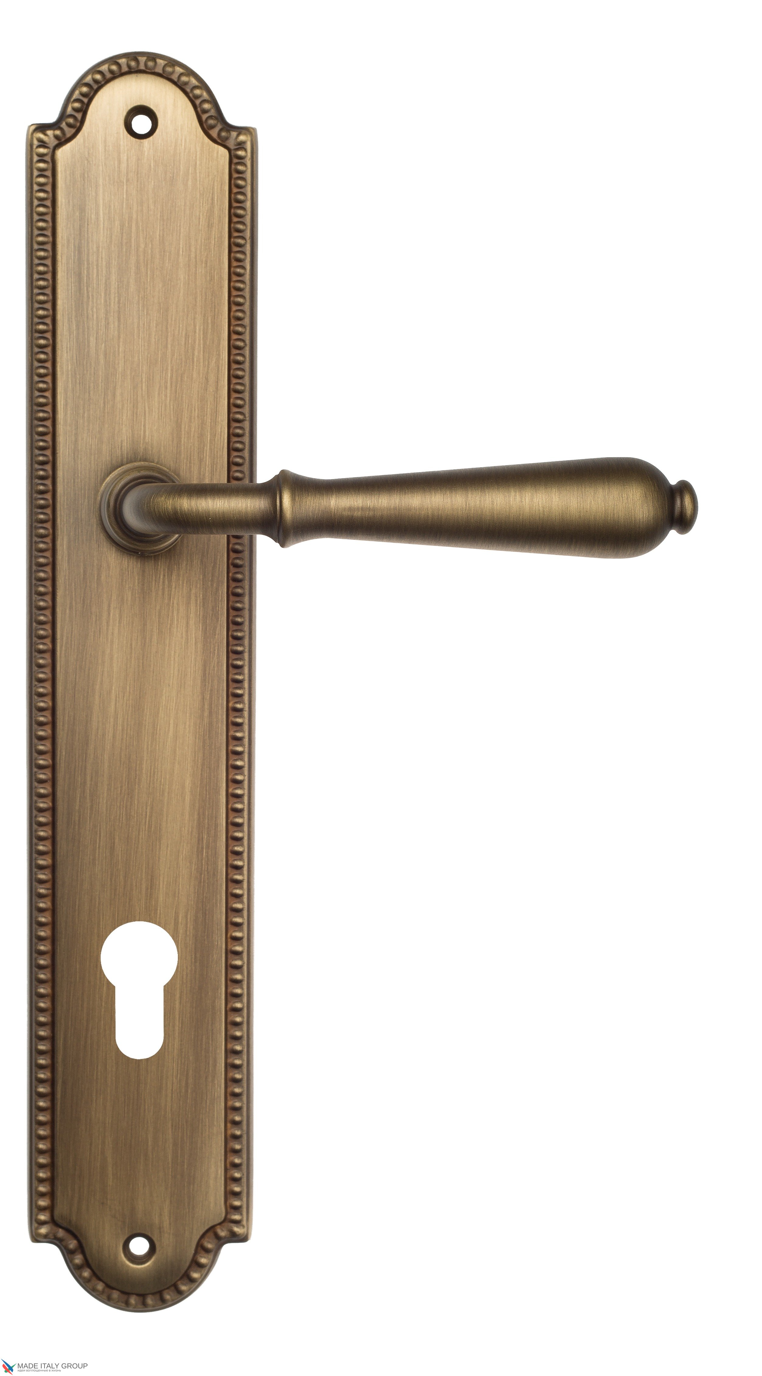 Дверная ручка Venezia "CLASSIC" CYL на планке PL98 матовая бронза