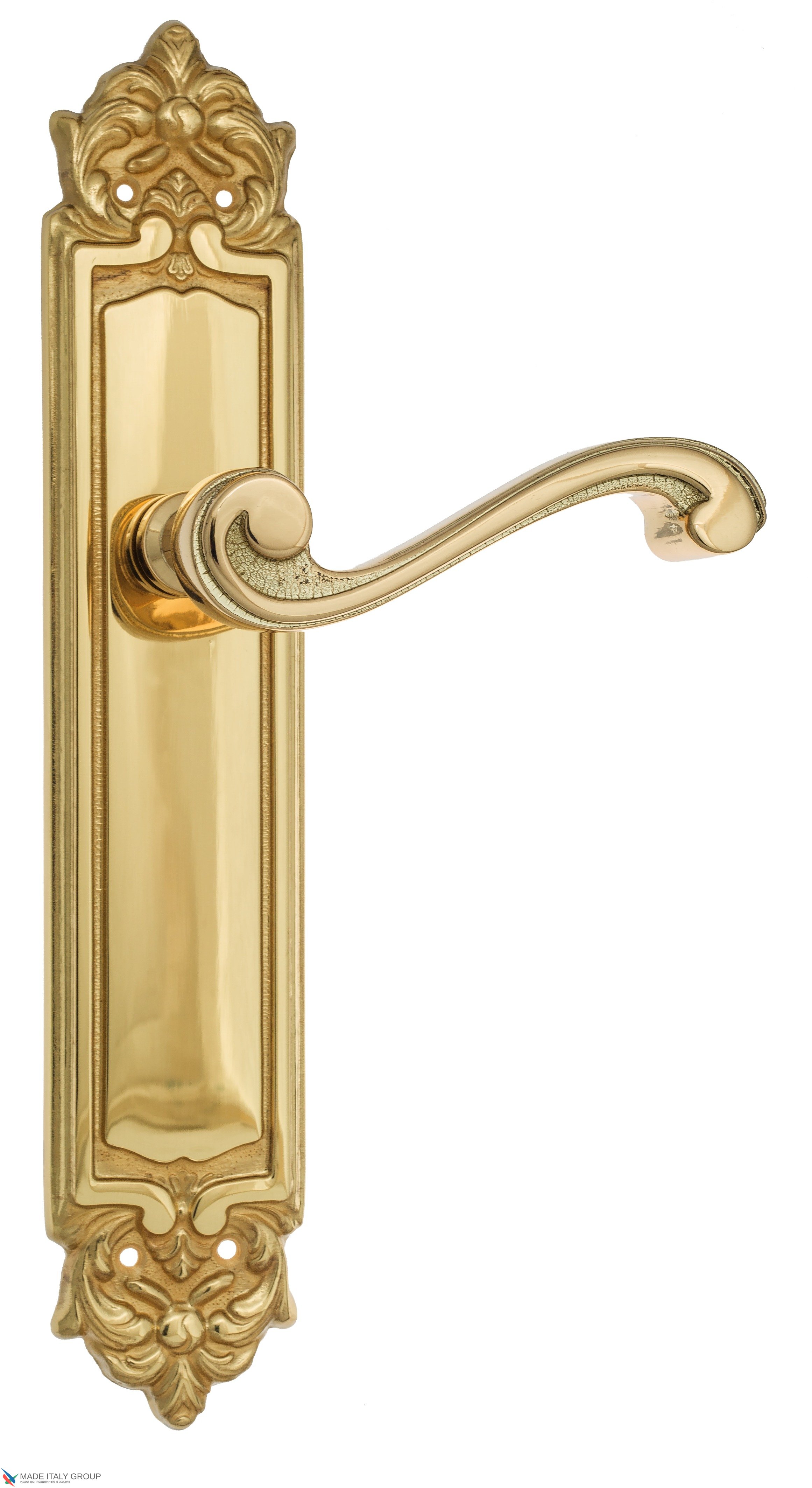 Дверная ручка Venezia "VIVALDI" на планке PL96 полированная латунь