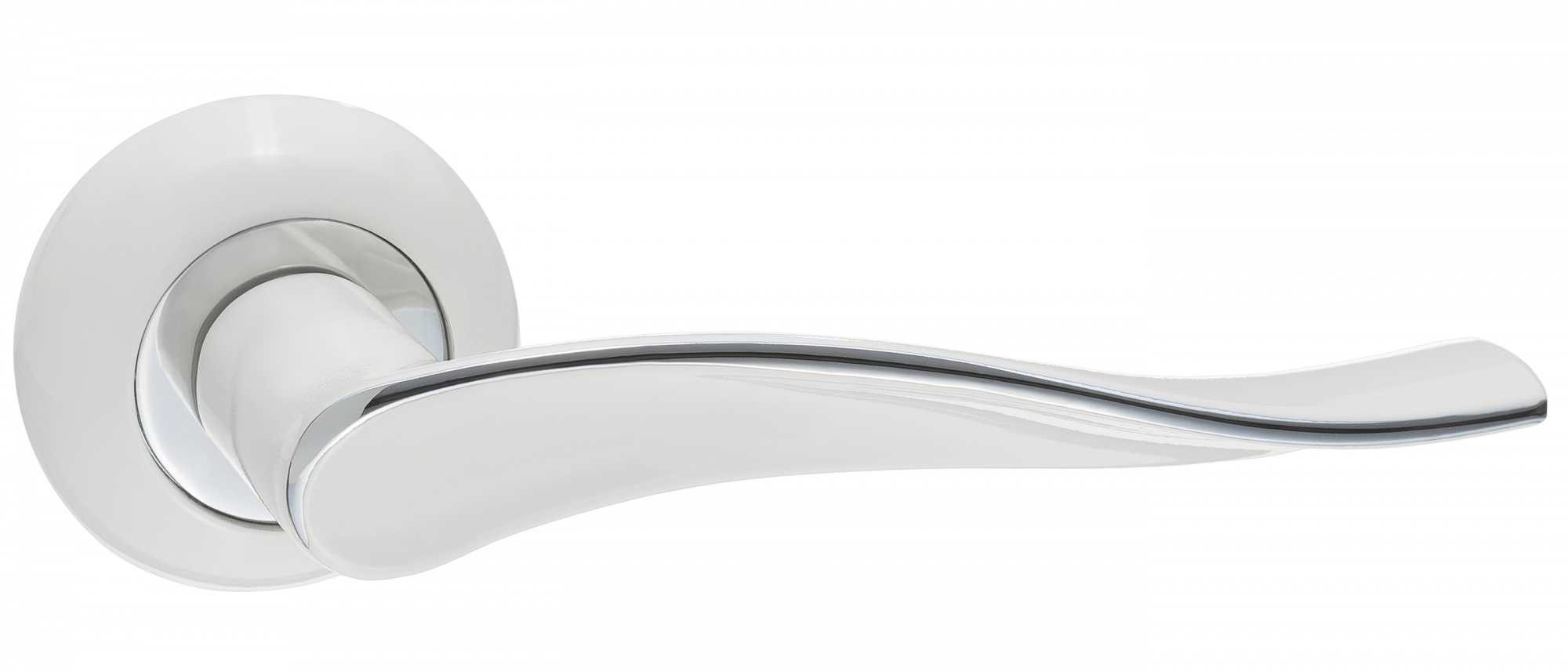 Ручки дверные RENZ INDH 427-08 SW/CP Модена супер белый/хром блестящий