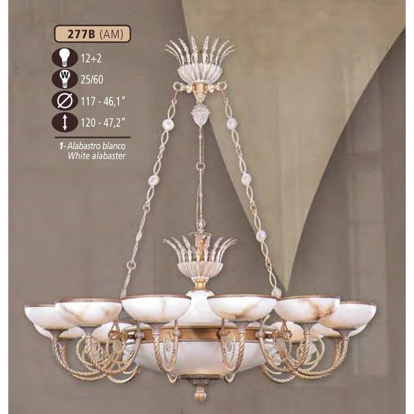 Люстра подвесная Riperlamp 277B/12+2 AM WHITE ALABASTER