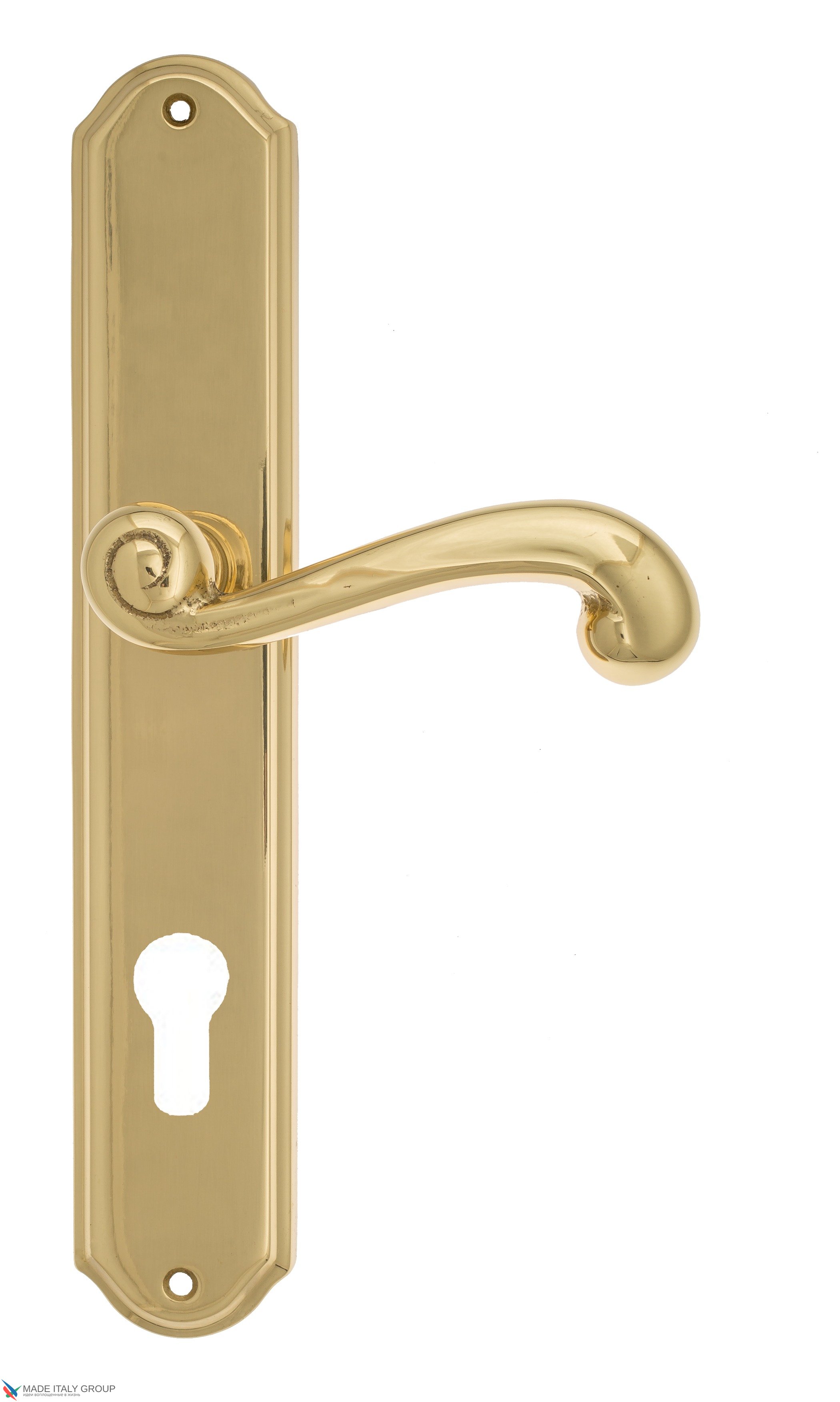 Дверная ручка Venezia "CARNEVALE" CYL на планке PL02 полированная латунь