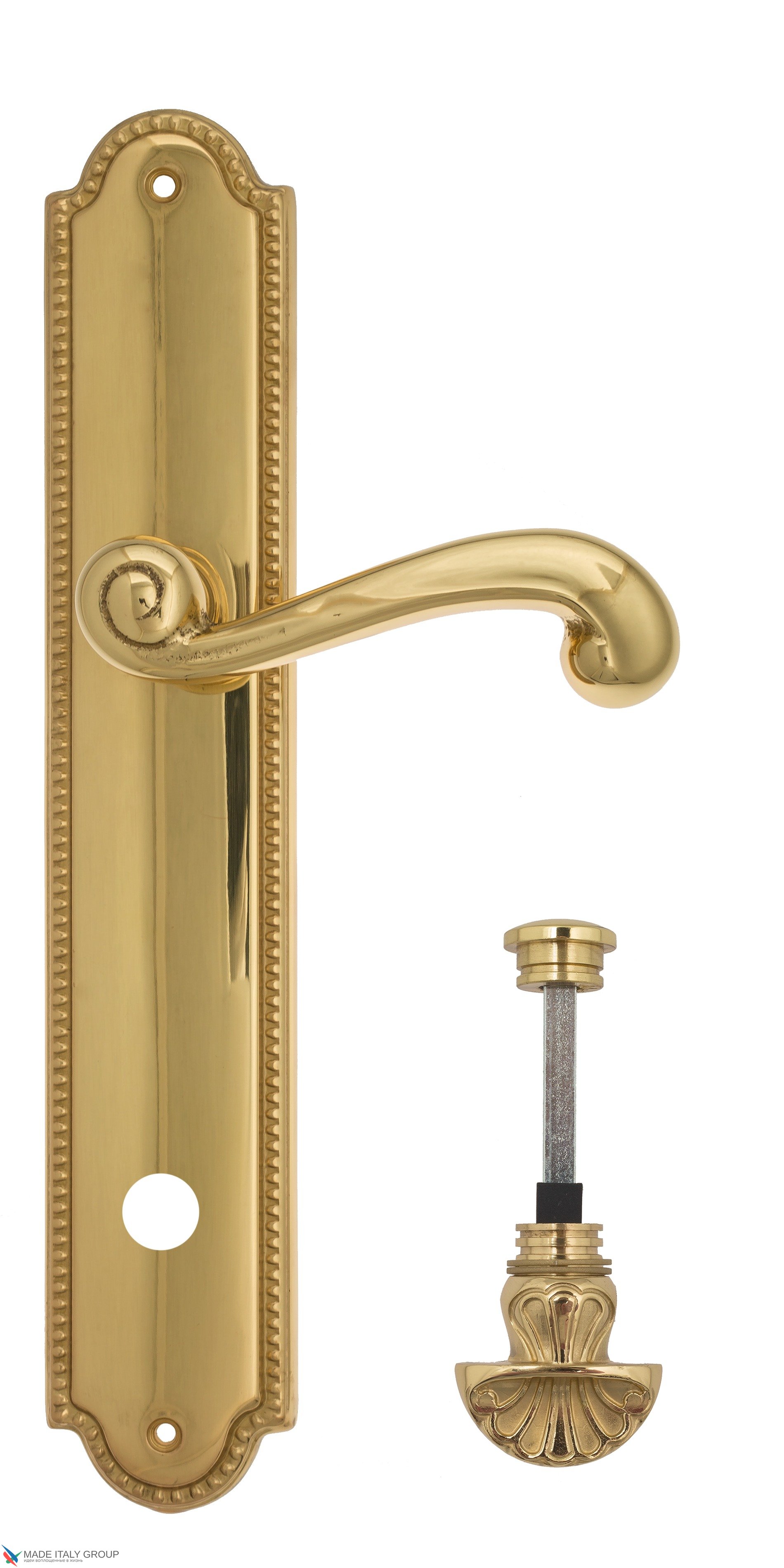 Дверная ручка Venezia "CARNEVALE" WC-4 на планке PL98 полированная латунь