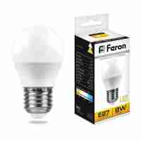 Лампа светодиодная Feron E27 9W 2700К Шар Матовая LB-550 25804