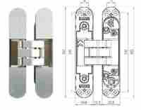 Петля дверная скрытой установки Krona Koblenz Kubica 7080 DXSX 80кг. стальной эффект