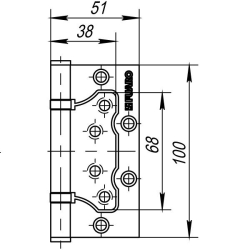 Комплект 4 шт. - Петля универсальная без врезки Punto 200-2B 125x2,5 CP хром