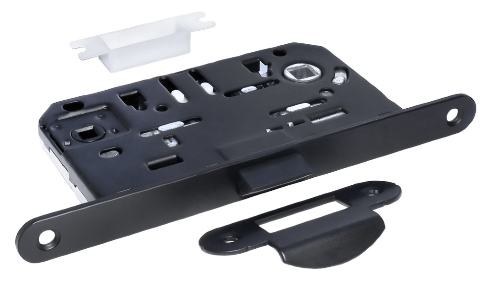 Замок дверной межкомнатный сантехнический Morelli 1895P BL черный матовый пласт.яз.