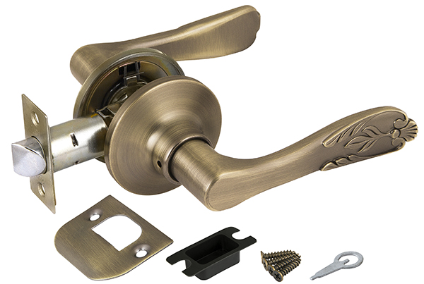 Ручка защелка (кноб) дверная нажимная с защелкой Punto 6033 MAB-P (без фик.) мат. бронза