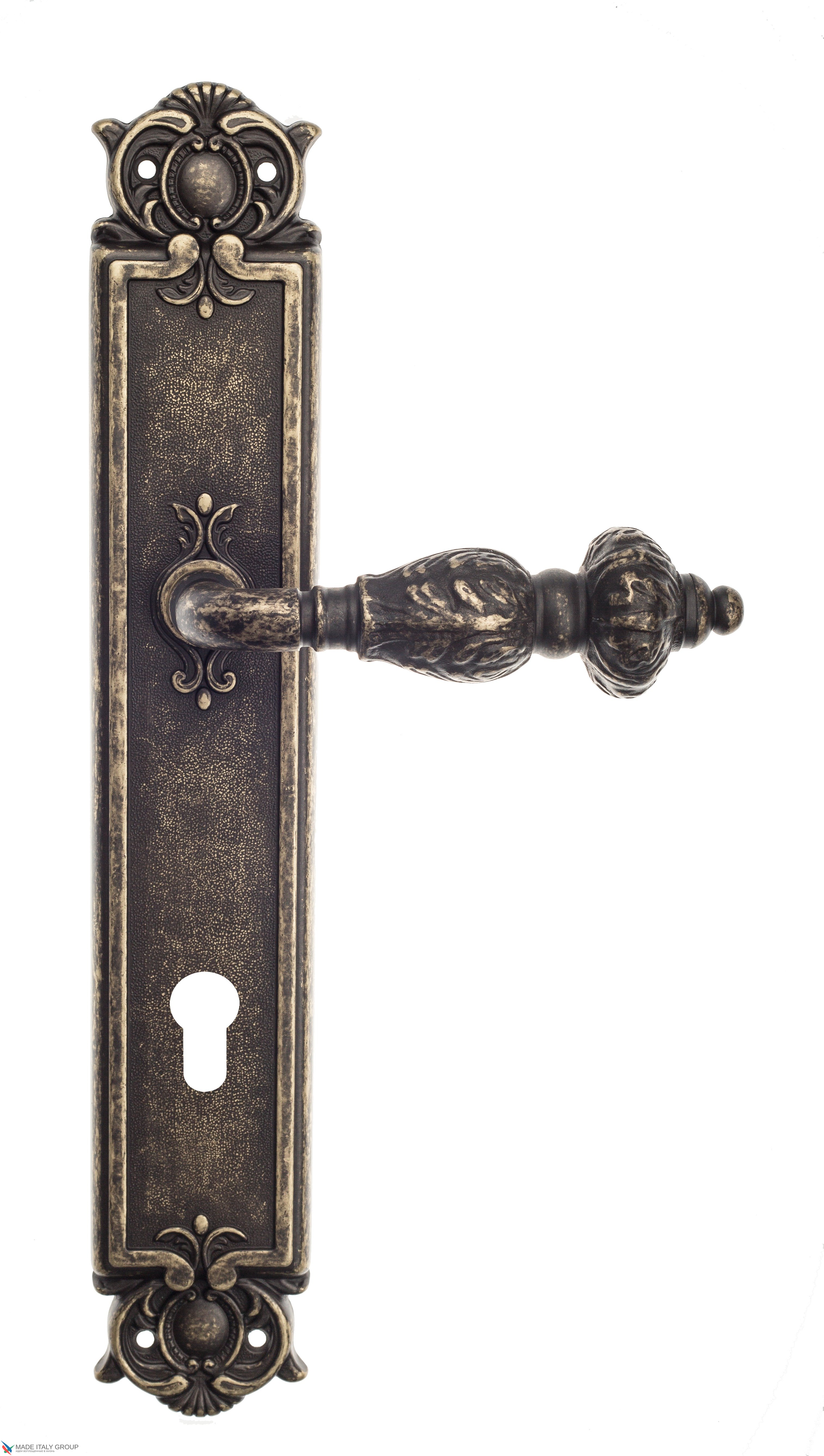 Дверная ручка Venezia "LUCRECIA" CYL на планке PL97 античная бронза