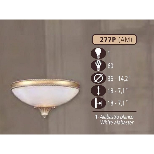 Светильник настенный Riperlamp 277P/1 AM WHITE ALABASTER