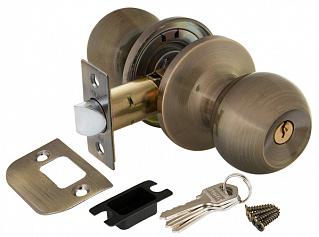 Ручка защелка (кноб) дверная круглая Punto 6072 AB-E кл./фик. бронза