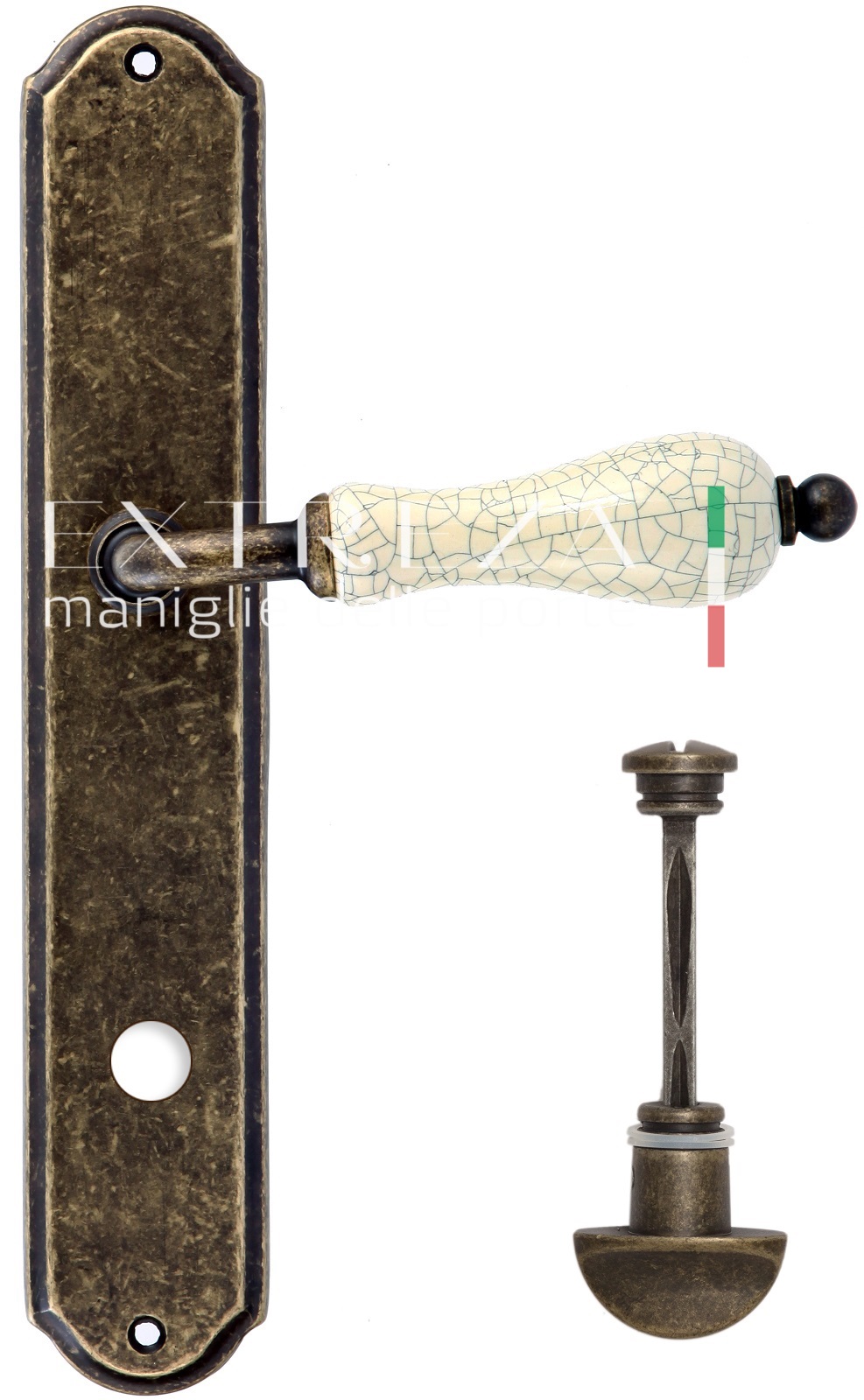 Ручка дверная Extreza DANA CRACKLE (Дана Кракле) 306 на планке PL01 WC античная бронза F23