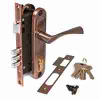 Ручка дверная на планке с замком Apecs 1523/60-AC медь