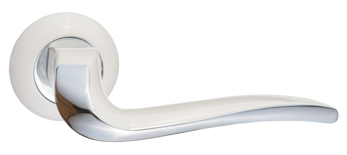 Ручка дверная Black&White RENZ INDH 424-08 MSW/CP "Моретти", мат.суп.бел./хр.бл.