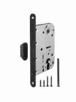 Замок межкомнатный под цилиндр Fuaro MAGNET M85C-50 BL-24 черный (new plate)