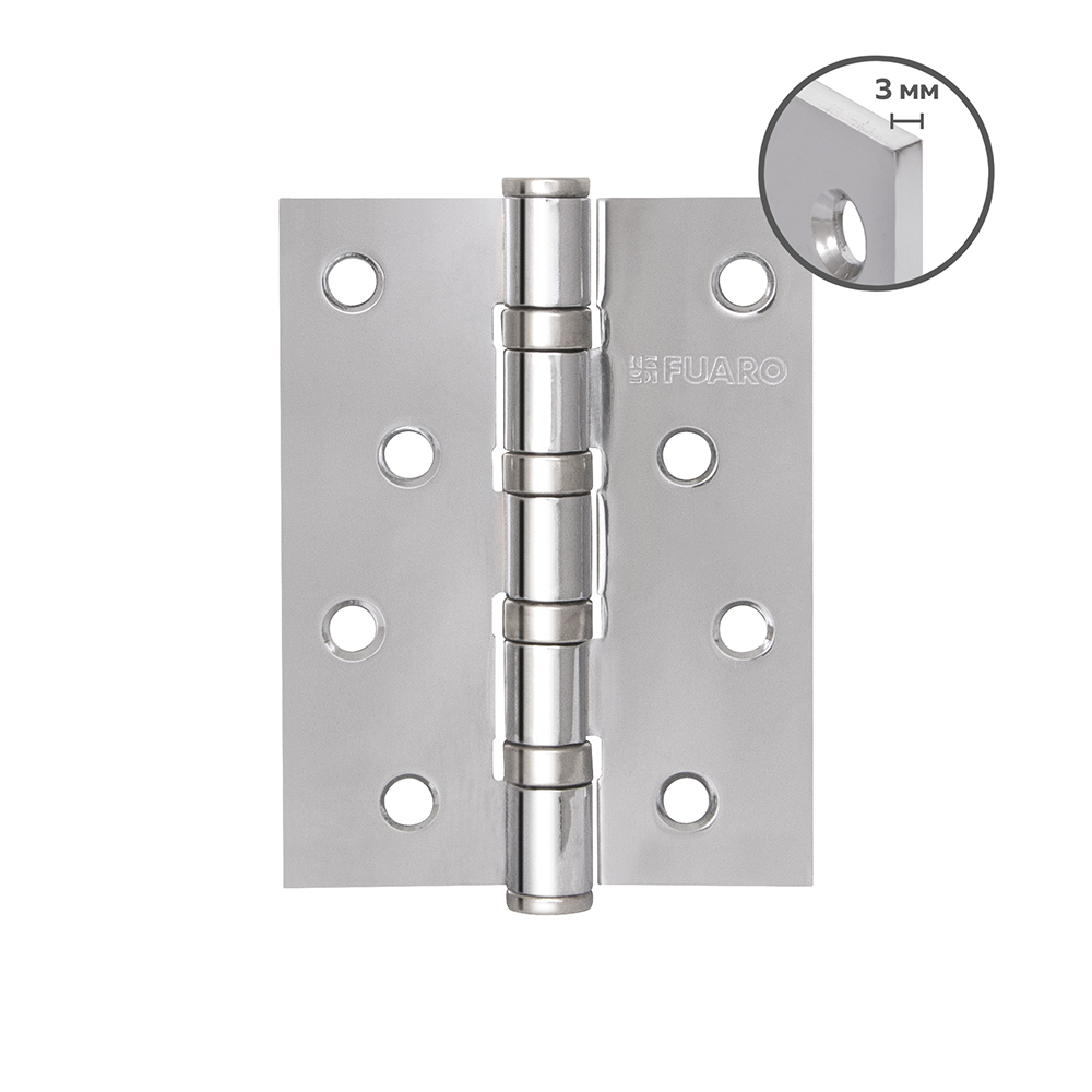 Комплект 10 шт. - Петля Fuaro (Фуаро) универсальная HEAVY IN4400U CP (хром) 100х75х3 мм