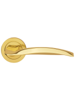 Ручка дверная Morelli Luxury WAVE R2 OTL раздельная на круглой розетке, цвет - золото, латунь
